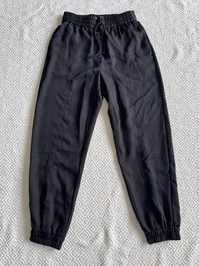 Zara Black Ribbed Elastic Waist Pants Sz S